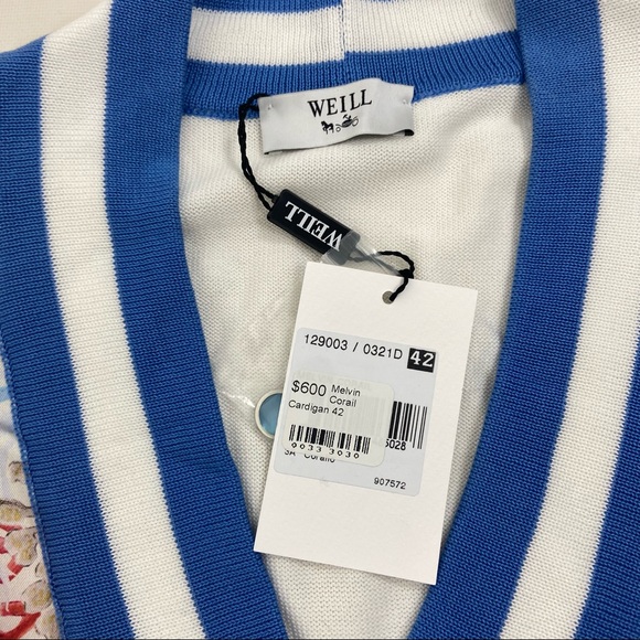 Weill Paris NWT Cardigan ocean coral print 42/10 - Picture 10 of 12